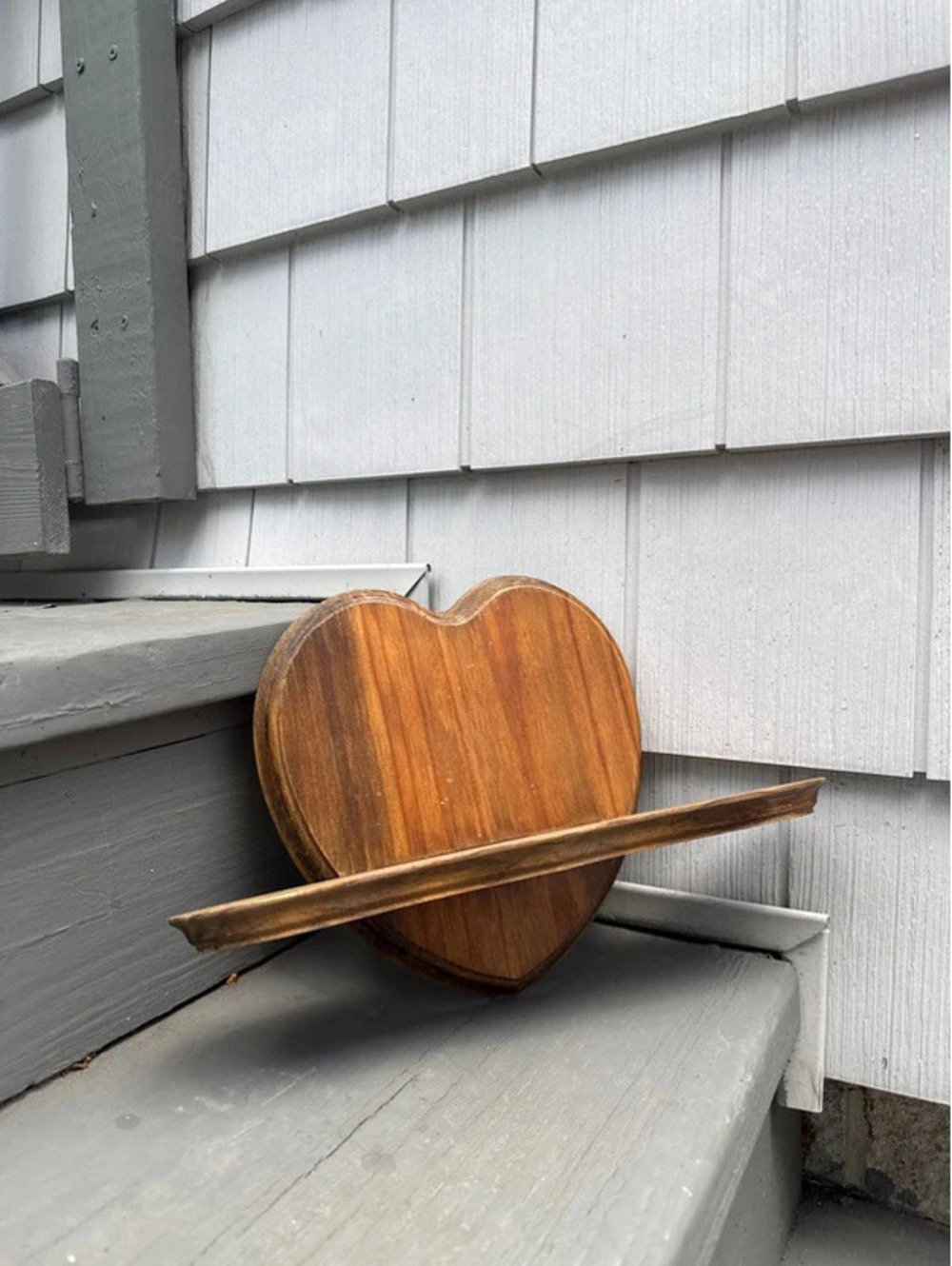 Vintage Wooden Heart Wall Shelf | Rustic Cottage Farmhouse Hanging Shelf